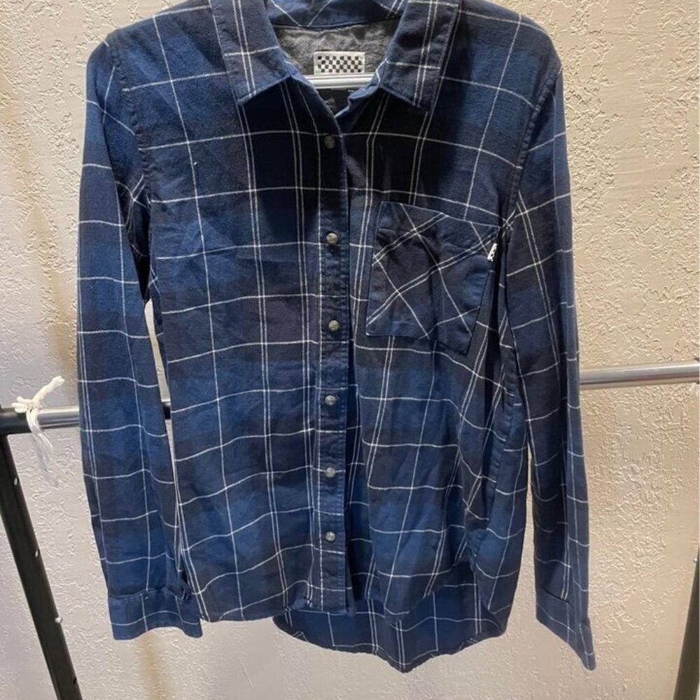 Women's Vans Blue Plaid Flannel Size L